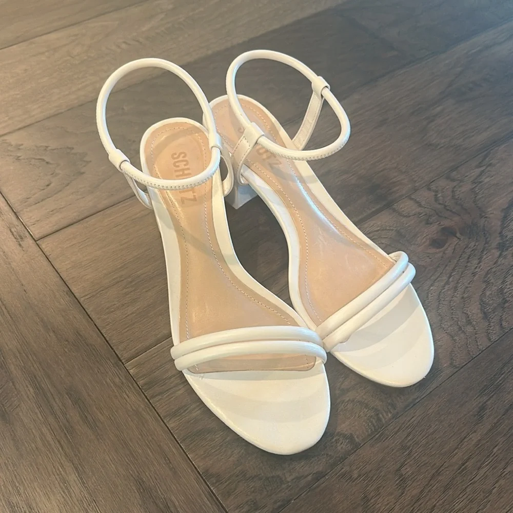 Schutz Gimemez Mid Heel Elastic Strap Sandal Sz 7.5 - Picture 2 of 8